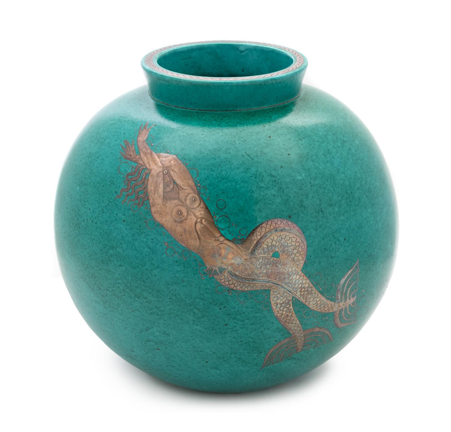 A Gustavsberg Argenta Vase and Cover Height 10 1/8 inches. — WILHELM KAGE, 1930
