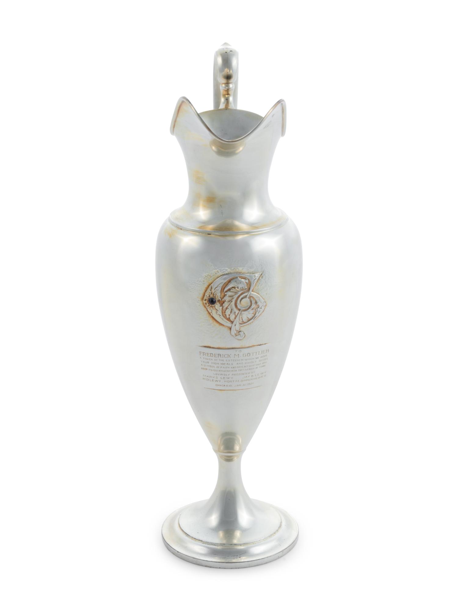 A Large American Silver Presentation Ewer
