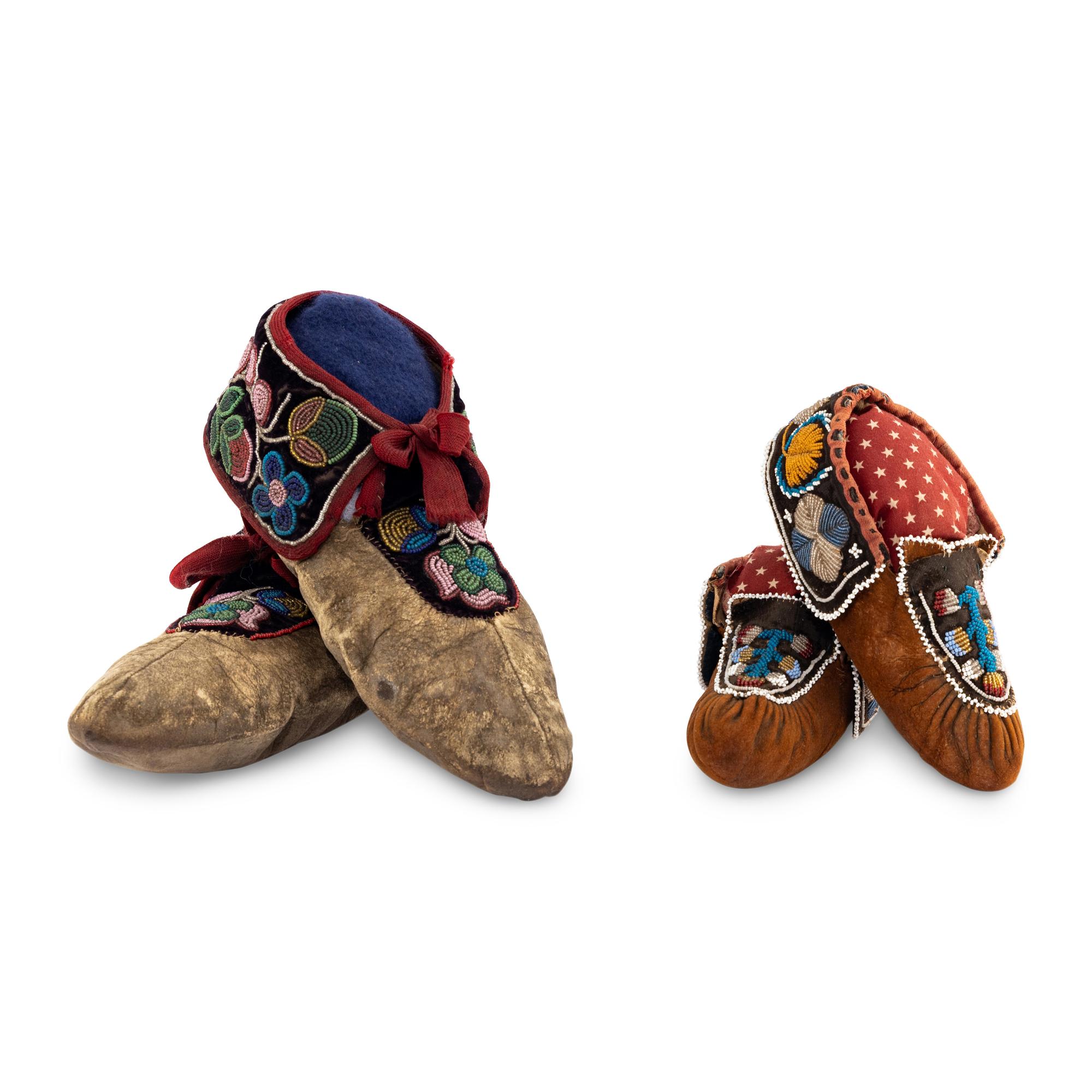 Athabaskan and Haudenosaunee Beaded Hide Moccasins