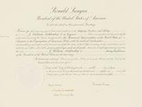 Reagan, Ronald (1911-2004). Partly engraved document signed ("Ronald Reagan") appointing J. William Middendorf II ambassador to the Organization of American States, Washington, D.C., 12 June 1981.