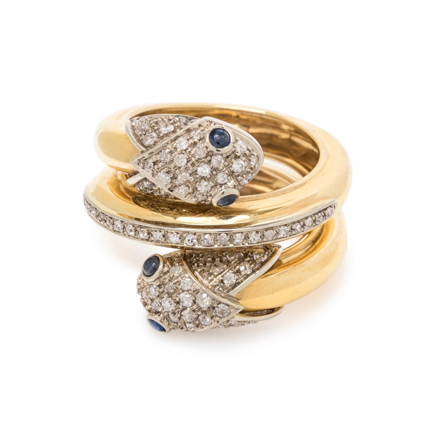 DIAMOND AND SAPPHIRE SNAKE RING