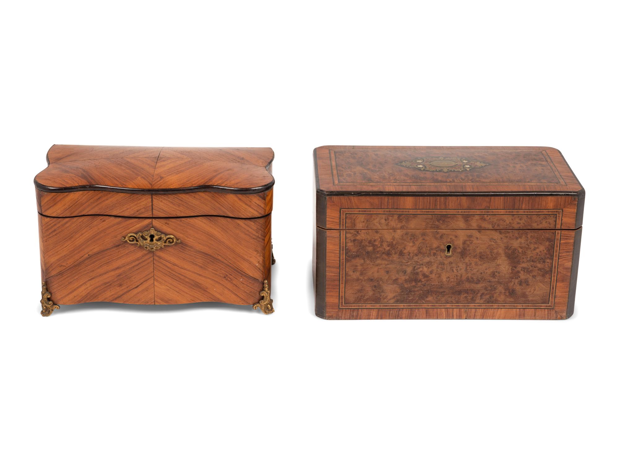 Two Napoleon III Gilt Metal Mounted Table Caskets