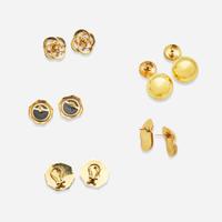 A Miscellaneous Collection of 14K Yellow Gold Earrings
