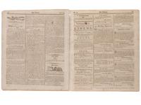 [SLAVERY & ABOLITION]. Advertisements for the return of freedom seekers published in 13 issues of The Balance, and Columbian Repository . Nos. 20-43. Hudson, NY: Sampson, Chittenden & Croswell. 18 May-26 October 1802.