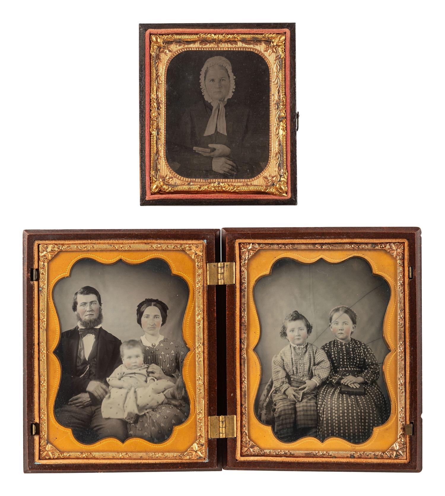 [EARLY PHOTOGRAPHY]. 4 cased images featuring subjects holding or displaying cased images.