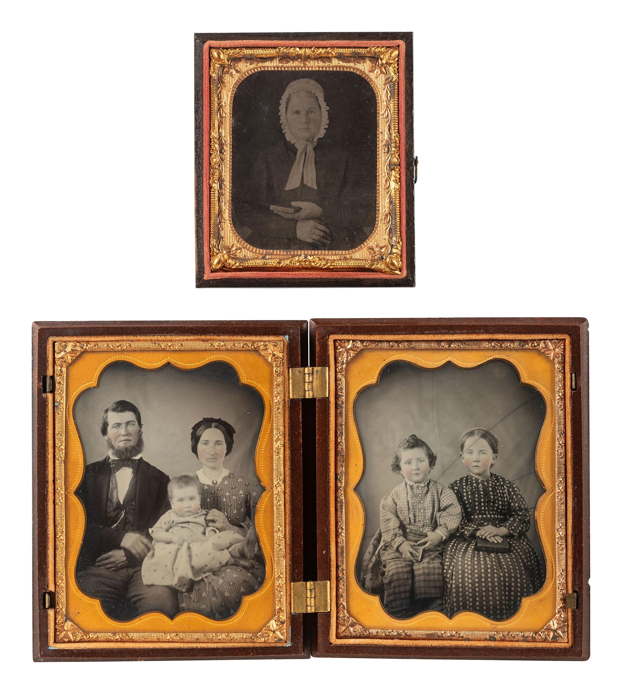 [EARLY PHOTOGRAPHY]. 4 cased images featuring subjects holding or displaying cased images.