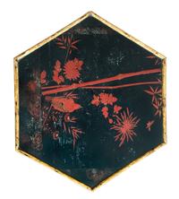 A Late Victorian Bamboo and Scarlet and Black-Lacquered Occasional Table Height 29 1/2 x width 15 inches. — LATE 19TH CENTURY