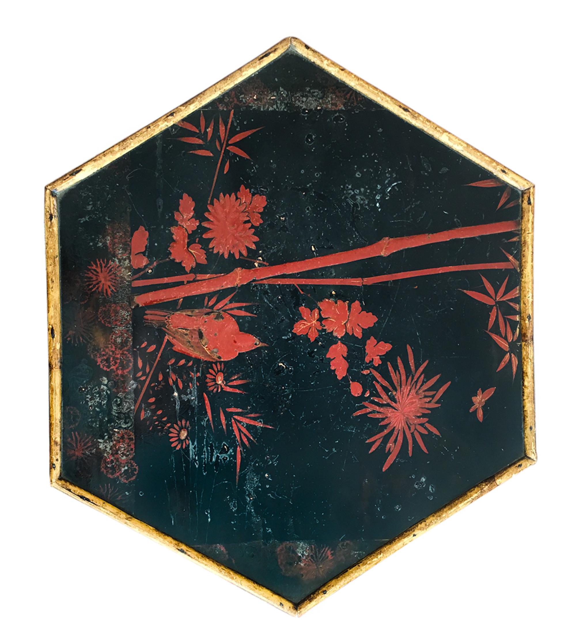 A Late Victorian Bamboo and Scarlet and Black-Lacquered Occasional Table Height 29 1/2 x width 15 inches. — LATE 19TH CENTURY