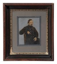 [CIVIL WAR]. Whole plate hand-painted tintype of a Confederate soldier.