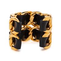 Chanel, Interwoven Leather-Metal Chain Cuff Bracelet