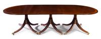 A Regency Style Mahogany Dining Table Height 29 1/2 x width 52 1/2 x length 142 inches (fully extended). — 20TH CENTURY