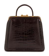 Judith Leiber Brown Alligator Frame Hand Bag