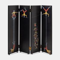 A Miniature 'Acrobats' Screen and Waste Bin, together with a Rosenthal paper bag