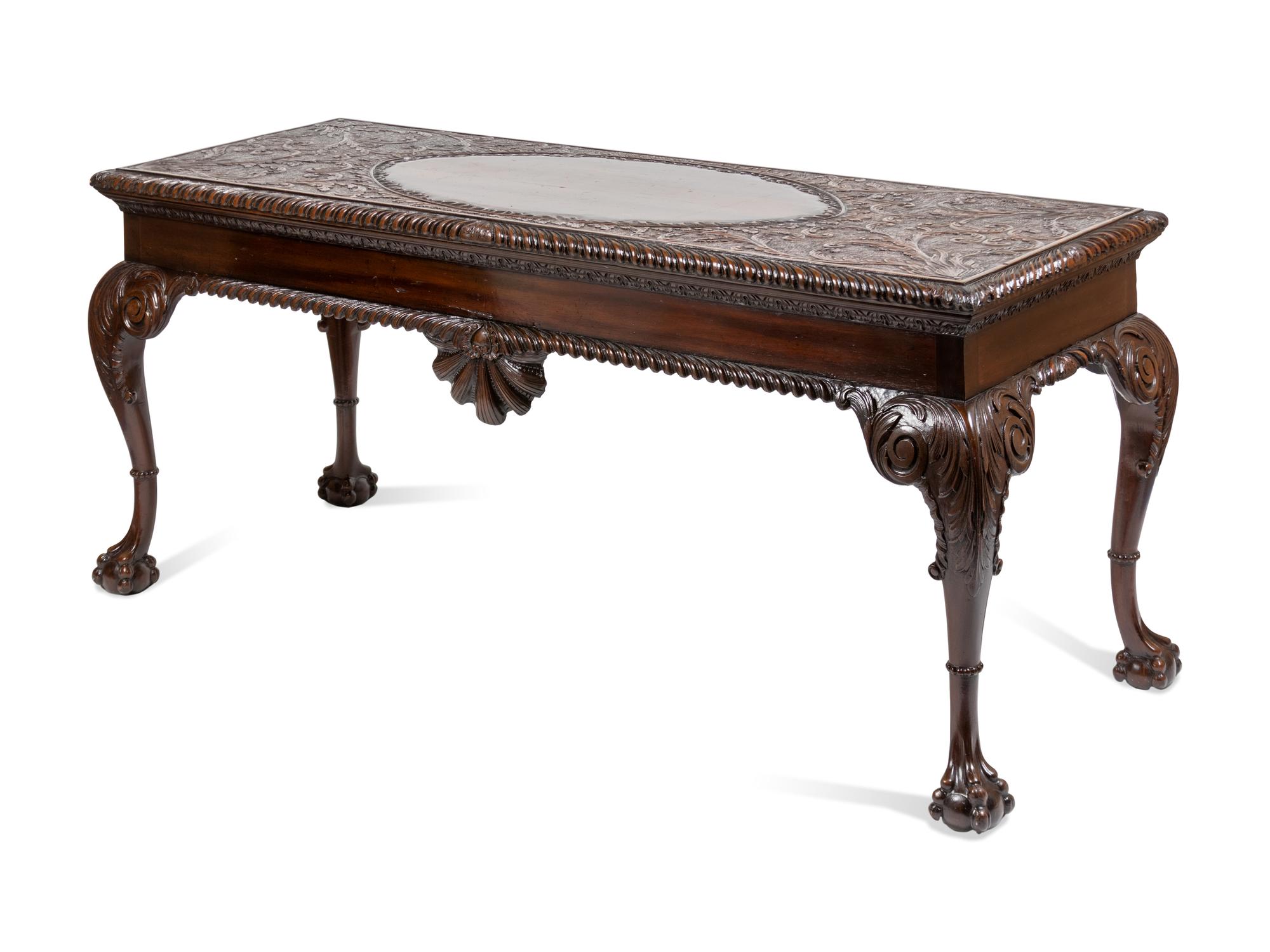 An Irish George III Style Carved Mahogany Console Table