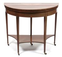 A Georgian Style Inlaid Flip-Top Game Table Height 30 1/2 x width 35 x depth 18 inches (closed). — 19TH/20TH CENTUTY
