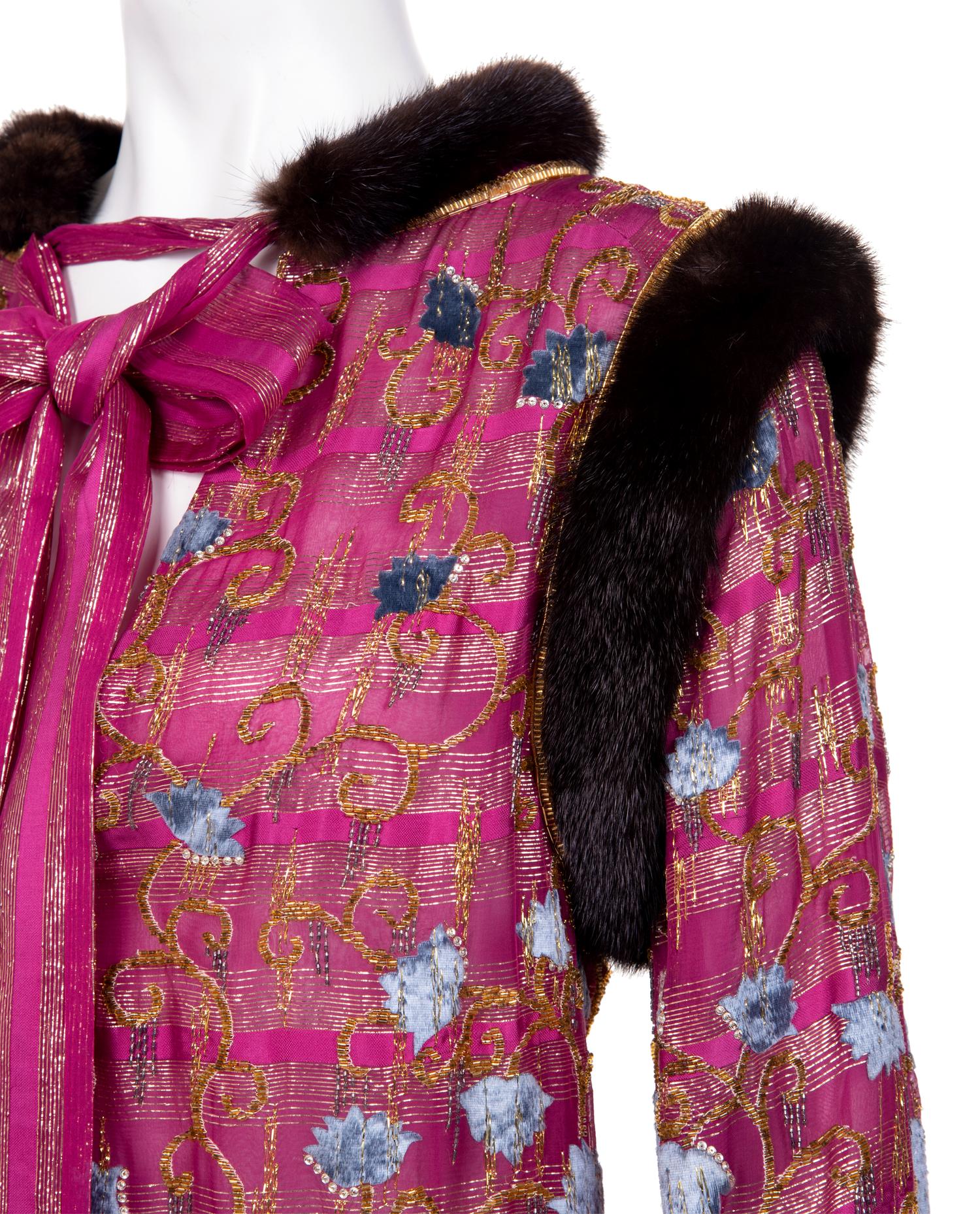 Givenchy Haute Couture Embroidered Skirt Ensemble with Fur Trim, c. 1977