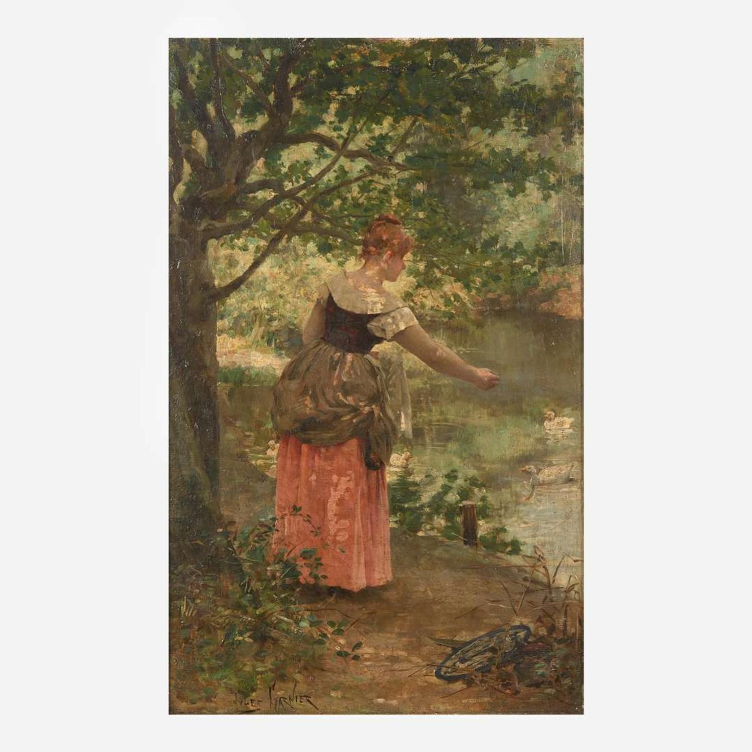 Jules Arsene Garnier (French, 1847–1889) Feeding the Ducks