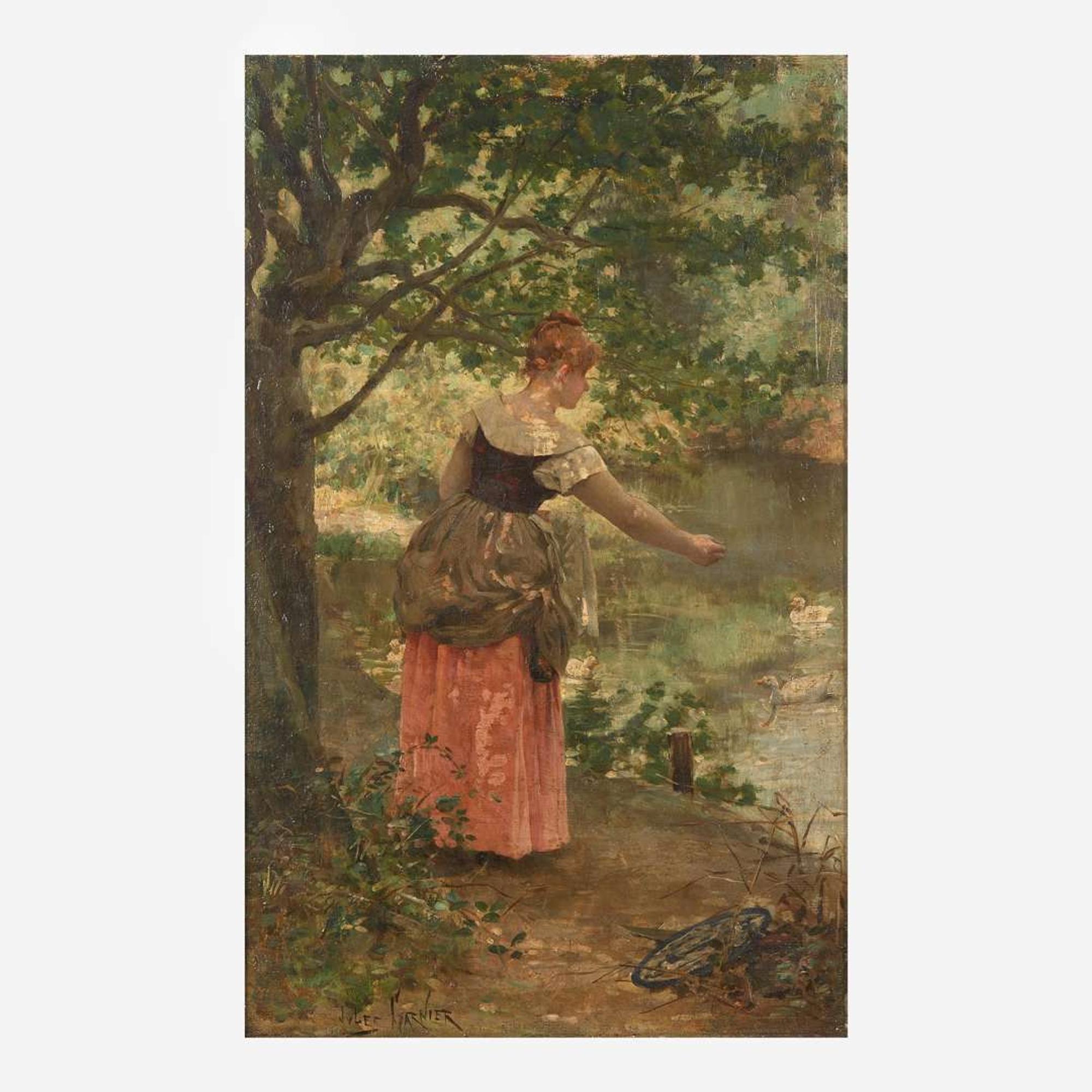 Jules Arsene Garnier (French, 1847–1889) Feeding the Ducks