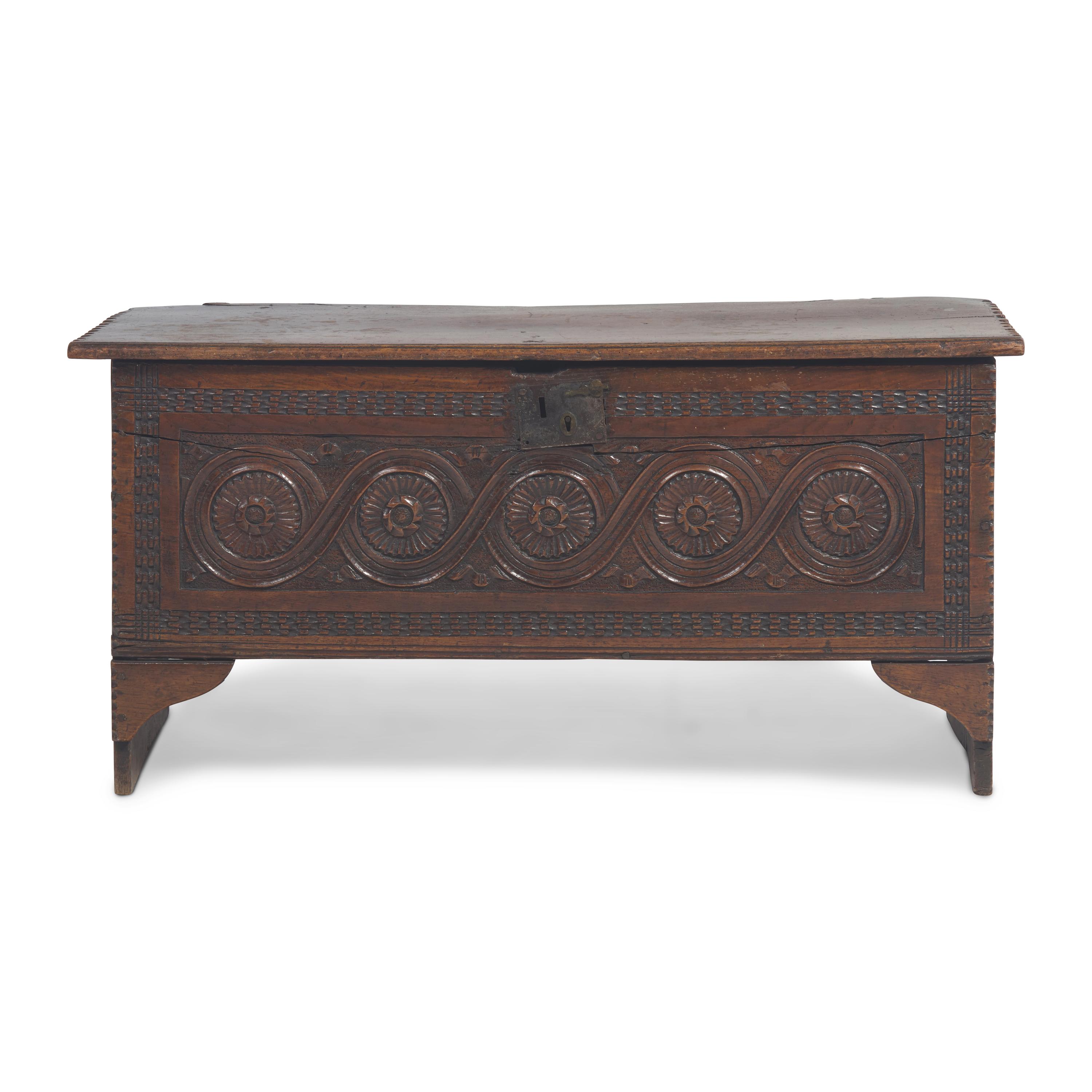 A Charles II Carved Oak Coffer