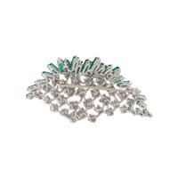 PLATINUM, EMERALD, AND DIAMOND BROOCH