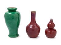 Three Chinese Monochrome Glazed Vases