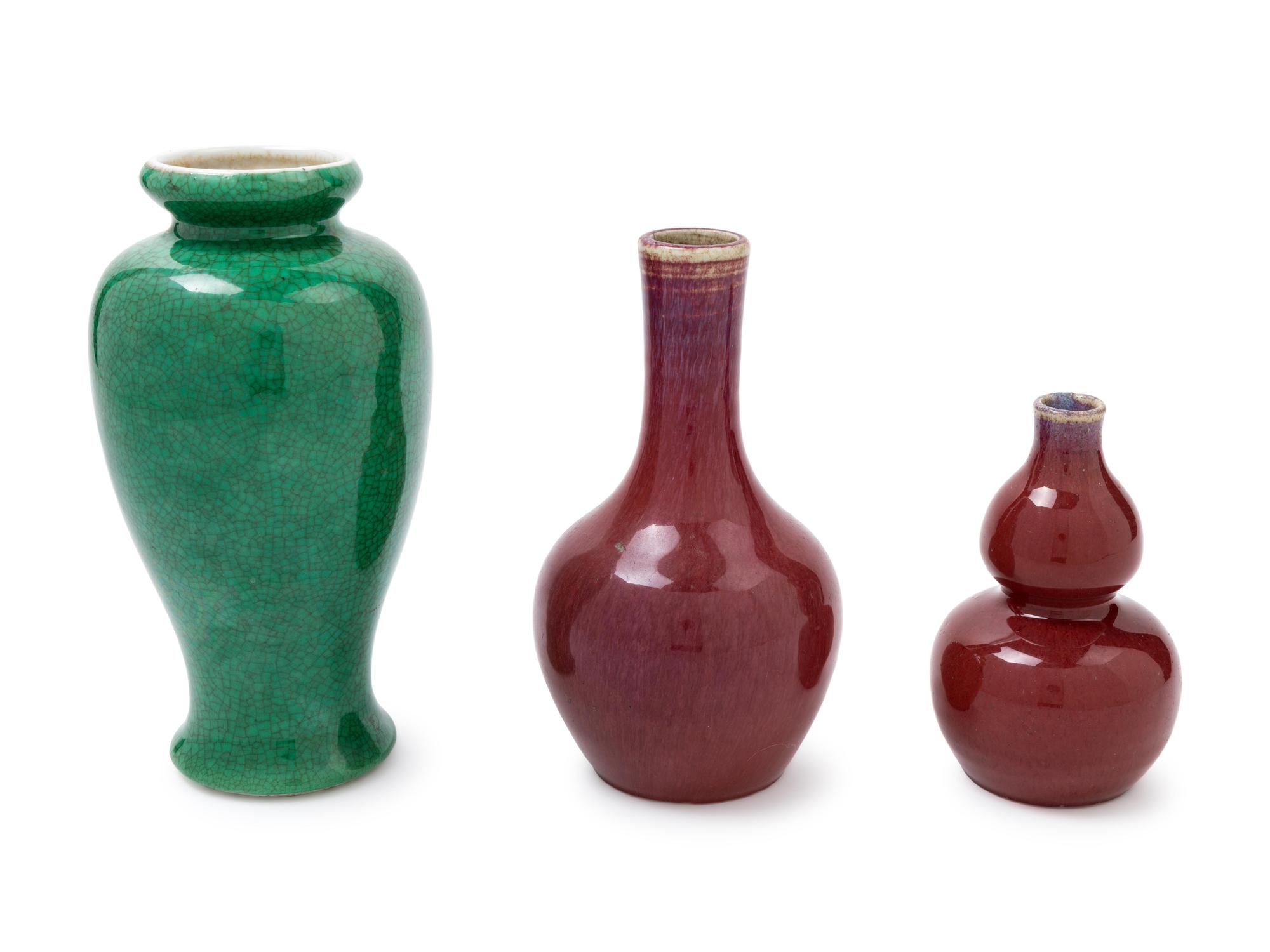 Three Chinese Monochrome Glazed Vases