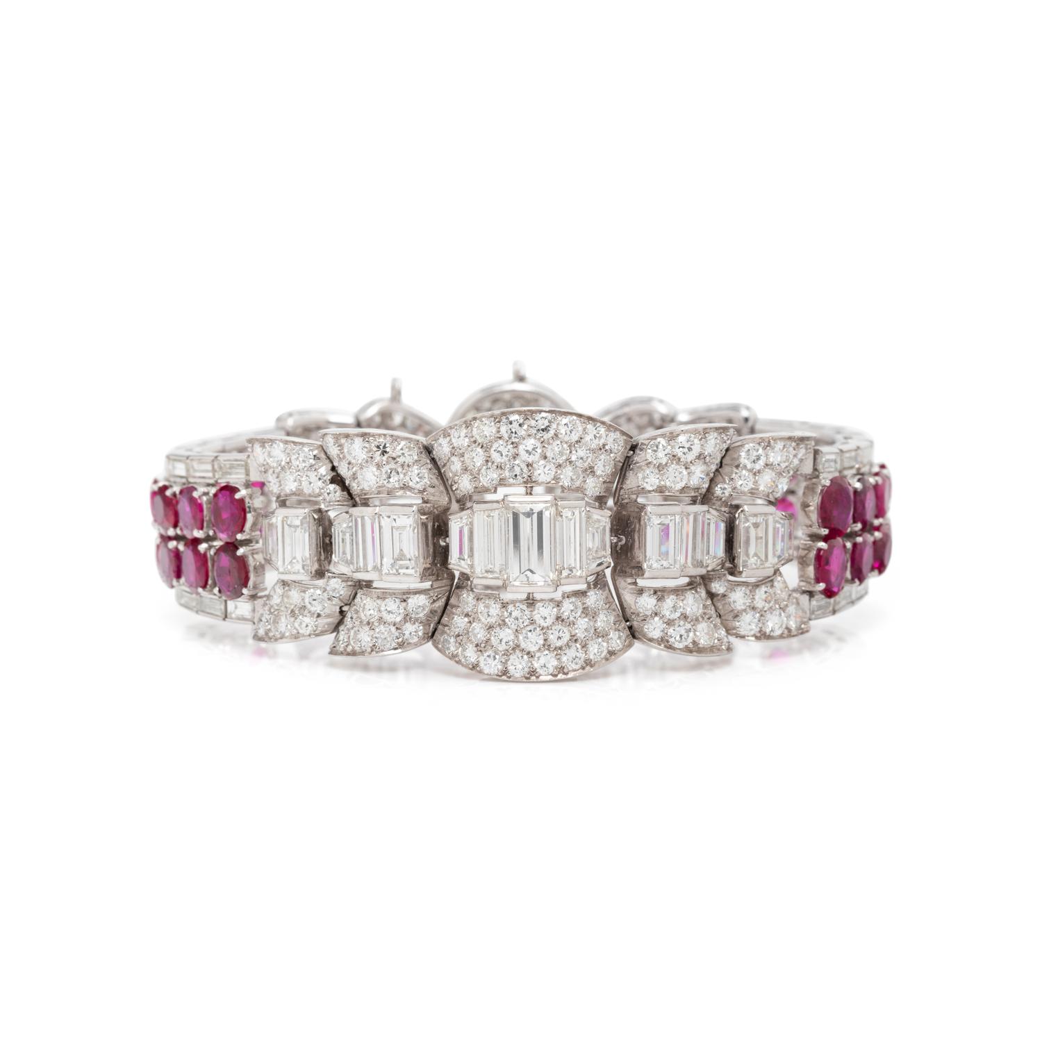 ART DECO, DIAMOND AND RUBY BRACELET