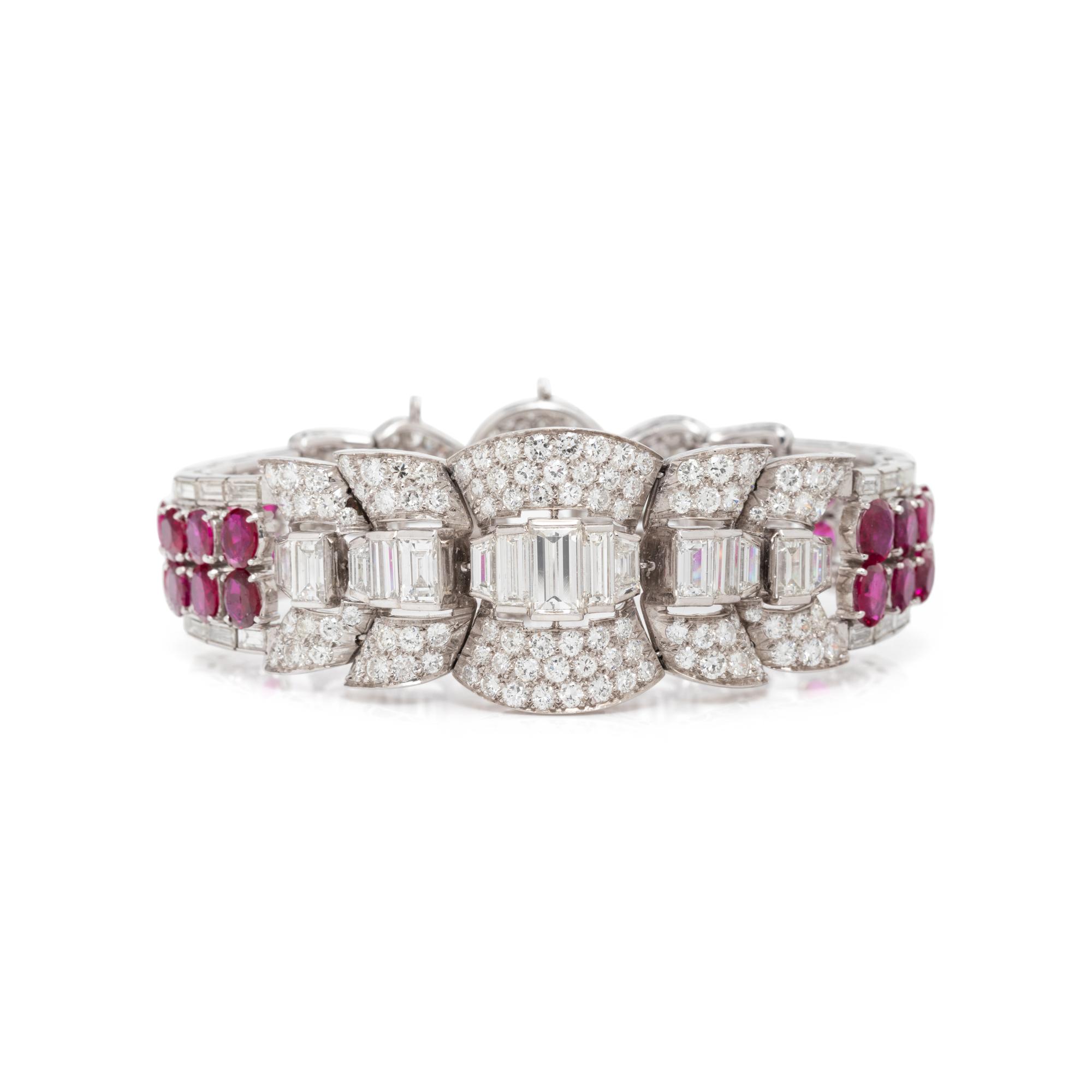 ART DECO, DIAMOND AND RUBY BRACELET