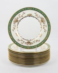A Set of Twelve Minton Dinner Plates, Retailed by Tiffany & Co. Diameter 10 5/8 inches. — 20TH CENTURY