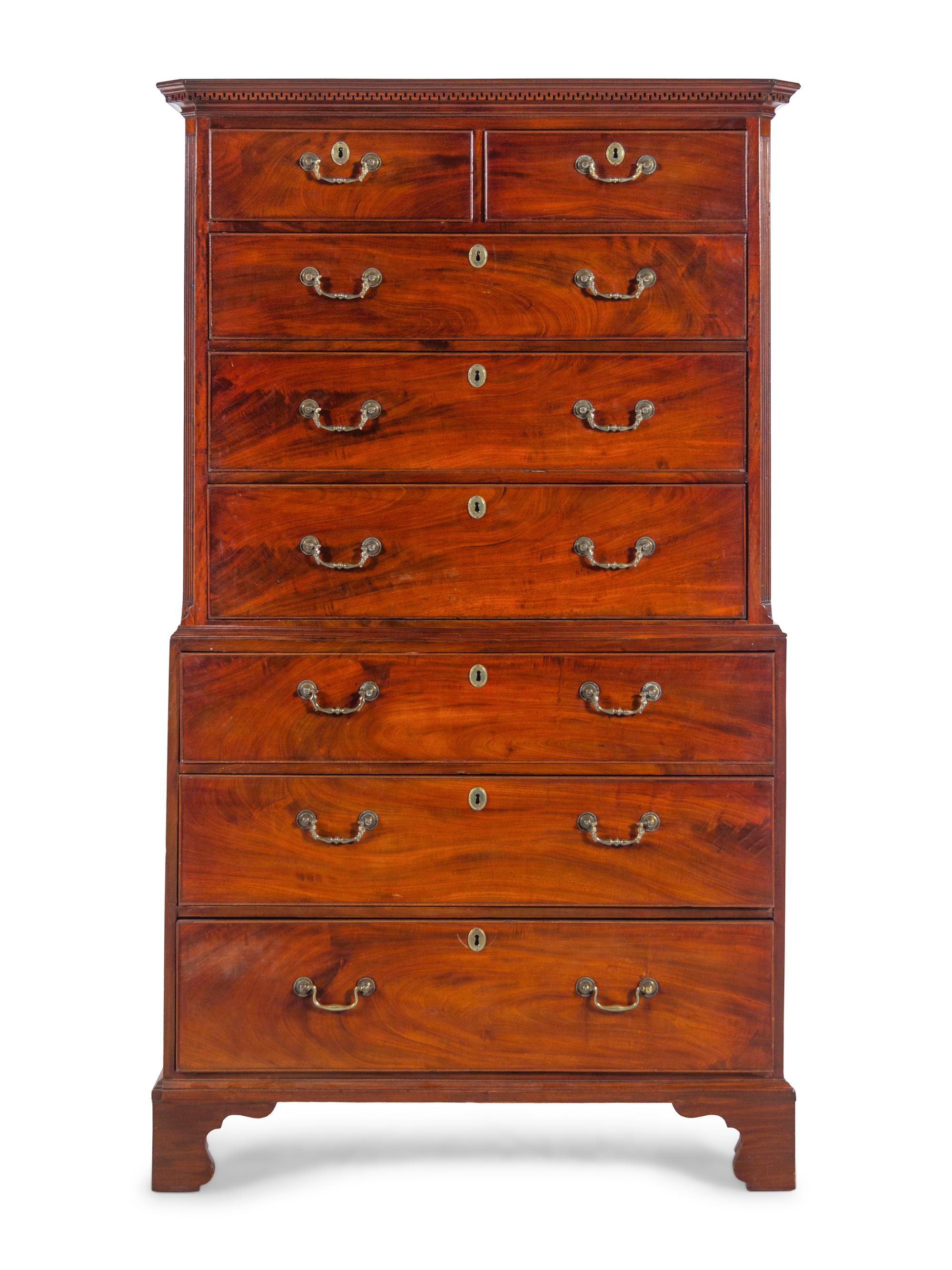 A George III Figured Mahogany Chest-on-Chest