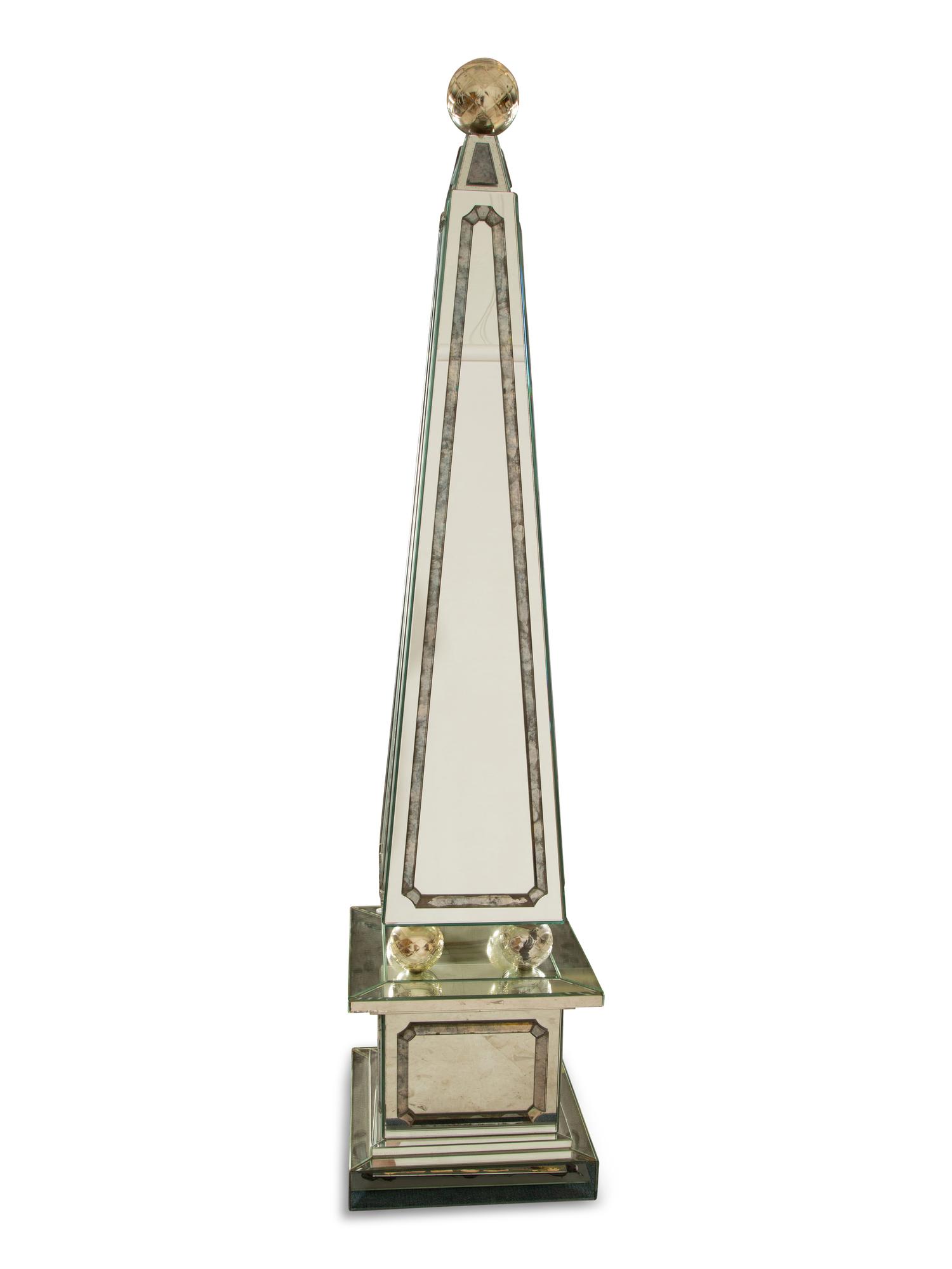 A Depp Glass Neoclassical Style Mirrored Obelisk — American, Mid-20th Century
