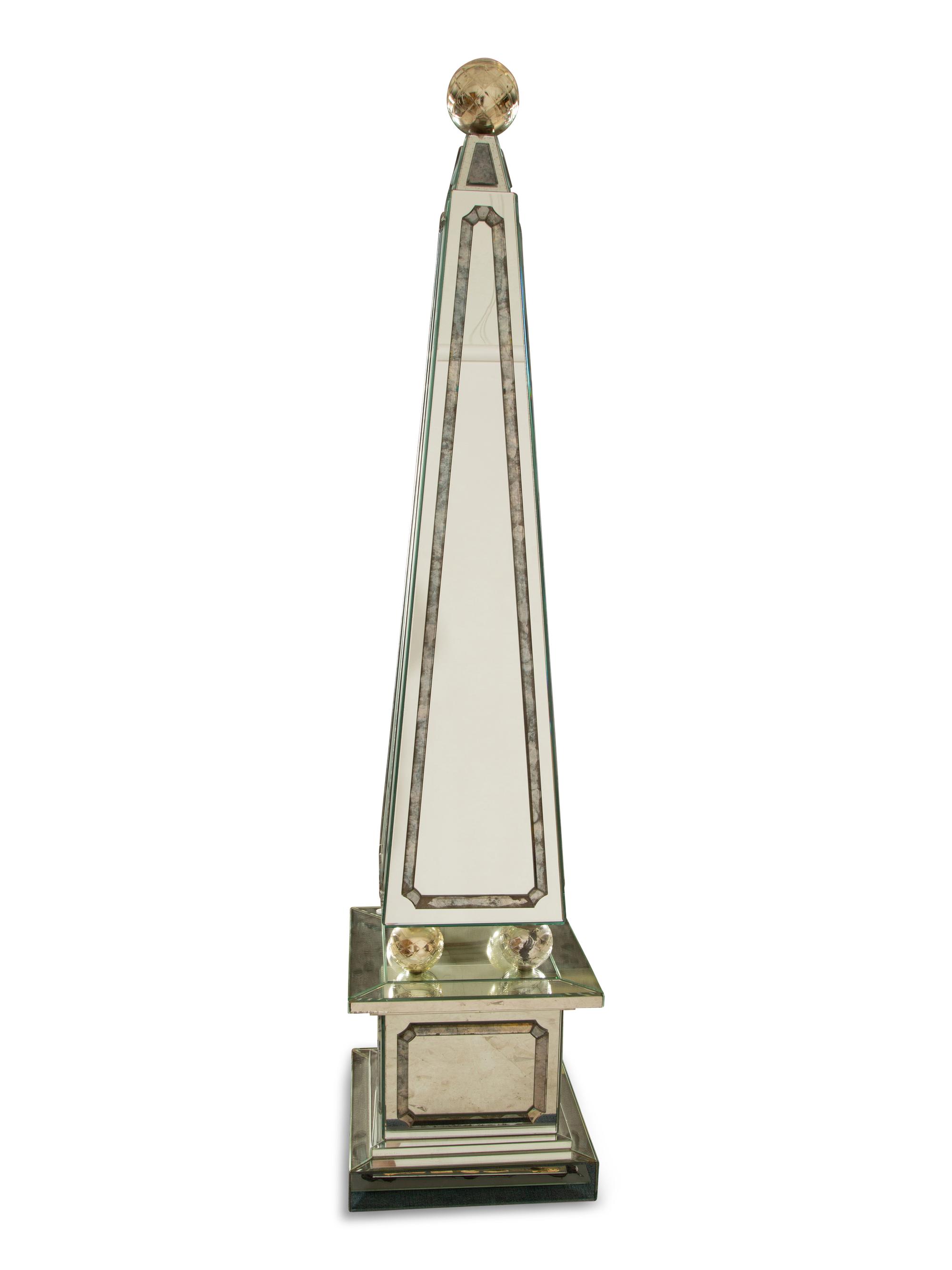 A Depp Glass Neoclassical Style Mirrored Obelisk — American, Mid-20th Century