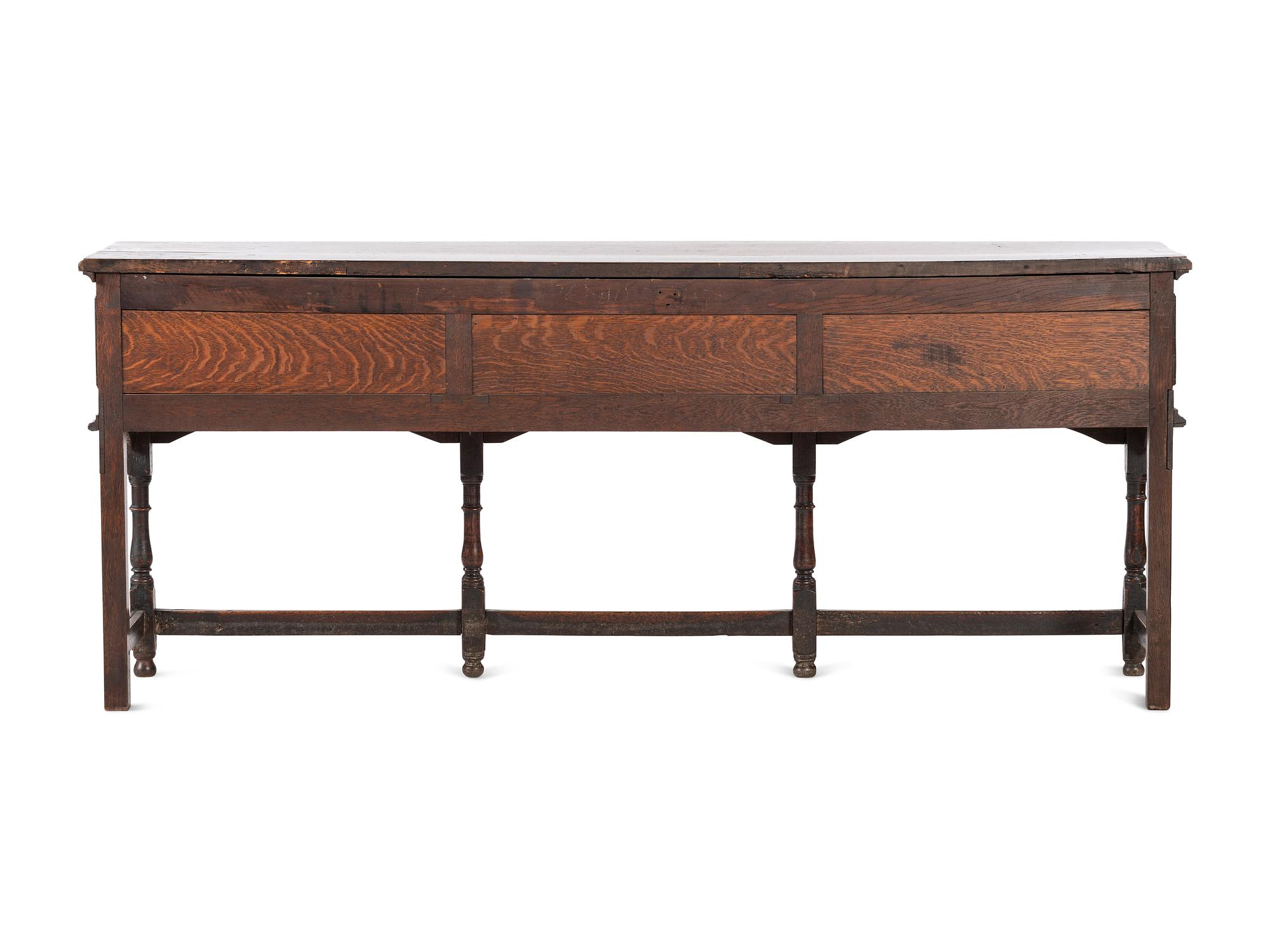 A Welsh Paneled and Turned Oak Sideboard