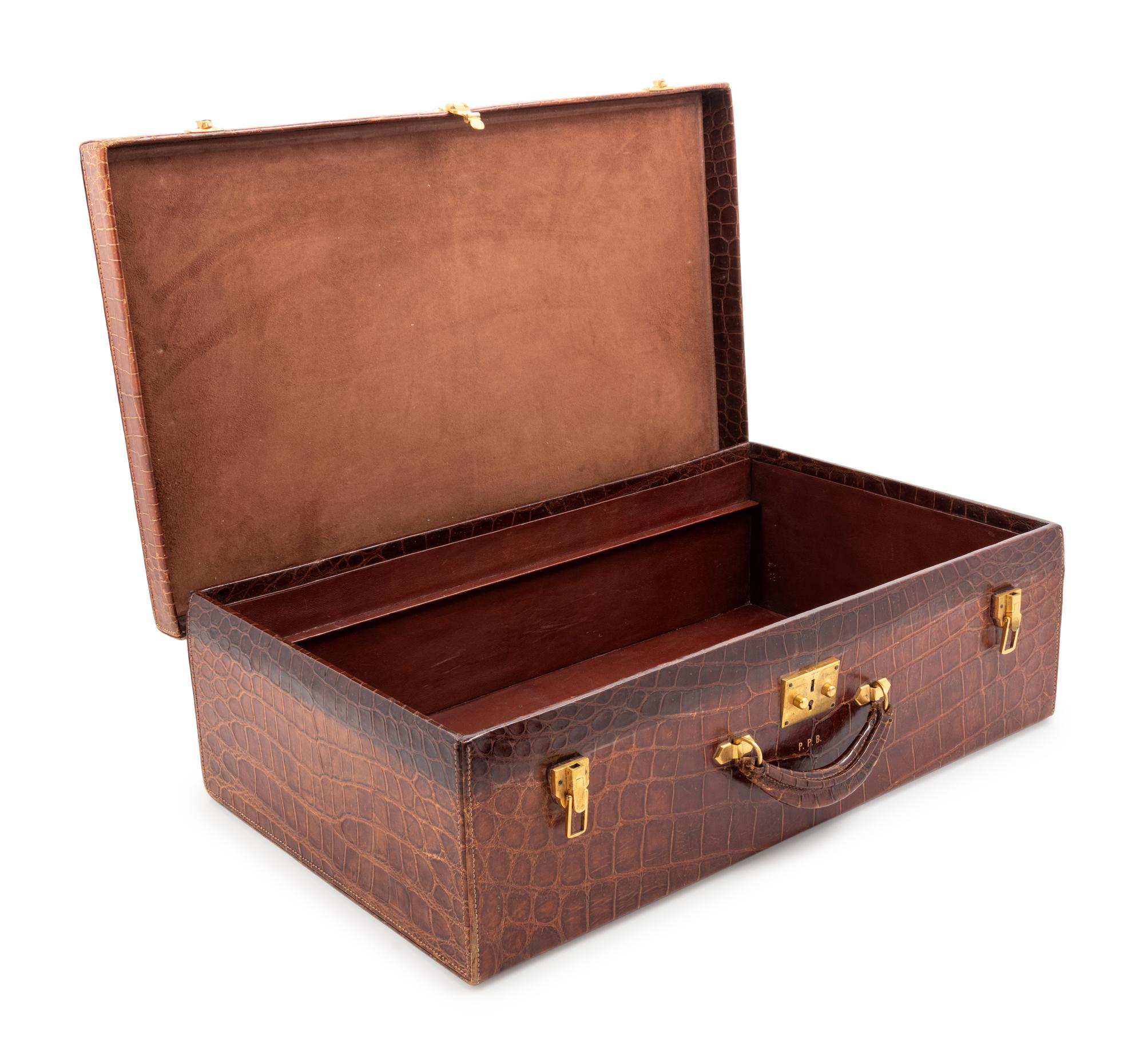 Hermès Brown Crocodile Suitcase, 1960-1980s