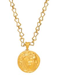 ZOLOTAS, YELLOW GOLD PENDANT AND LONGCHAIN NECKLACE