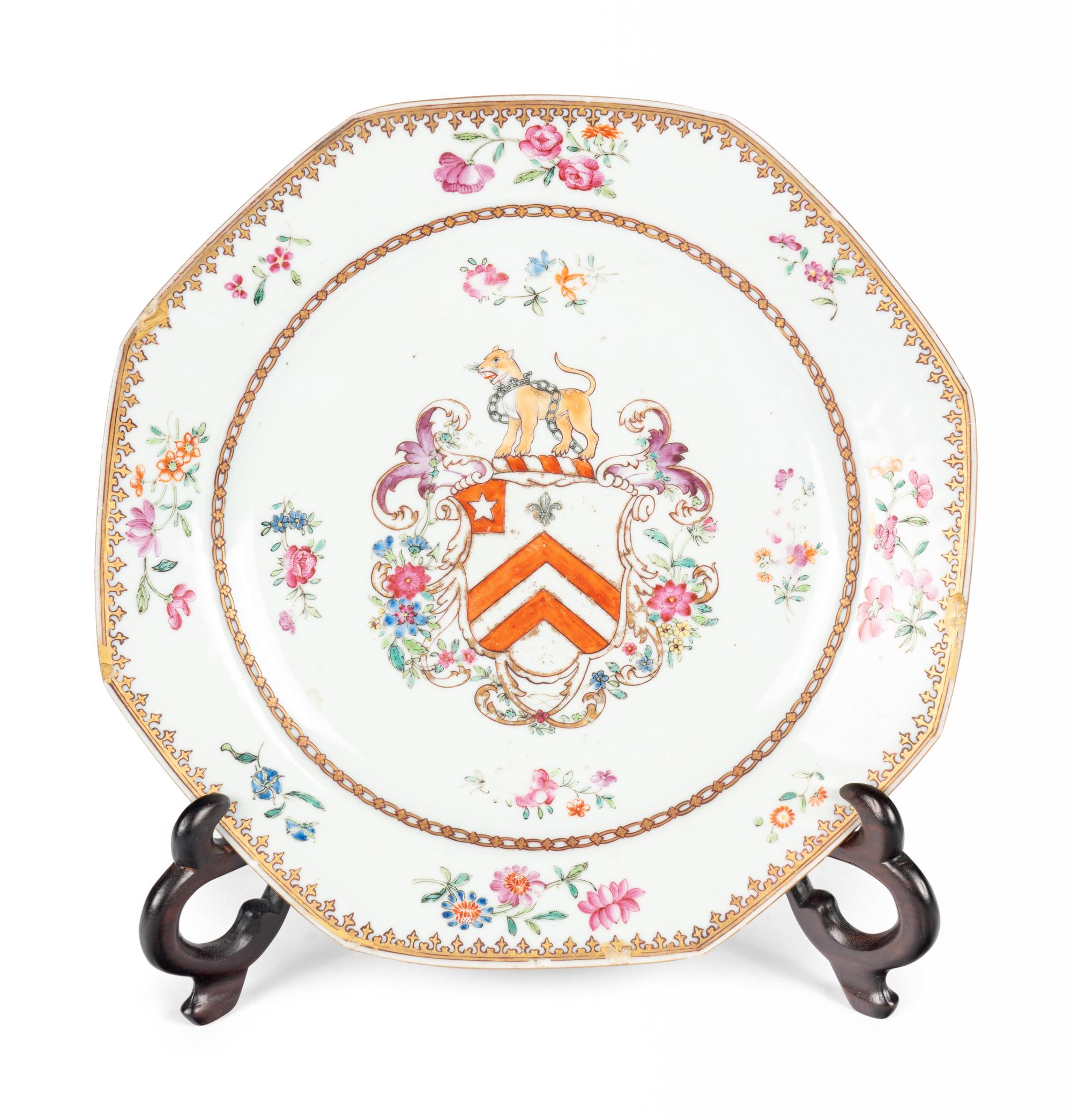 A Pair of Chinese Export Armorial Porcelain Plates