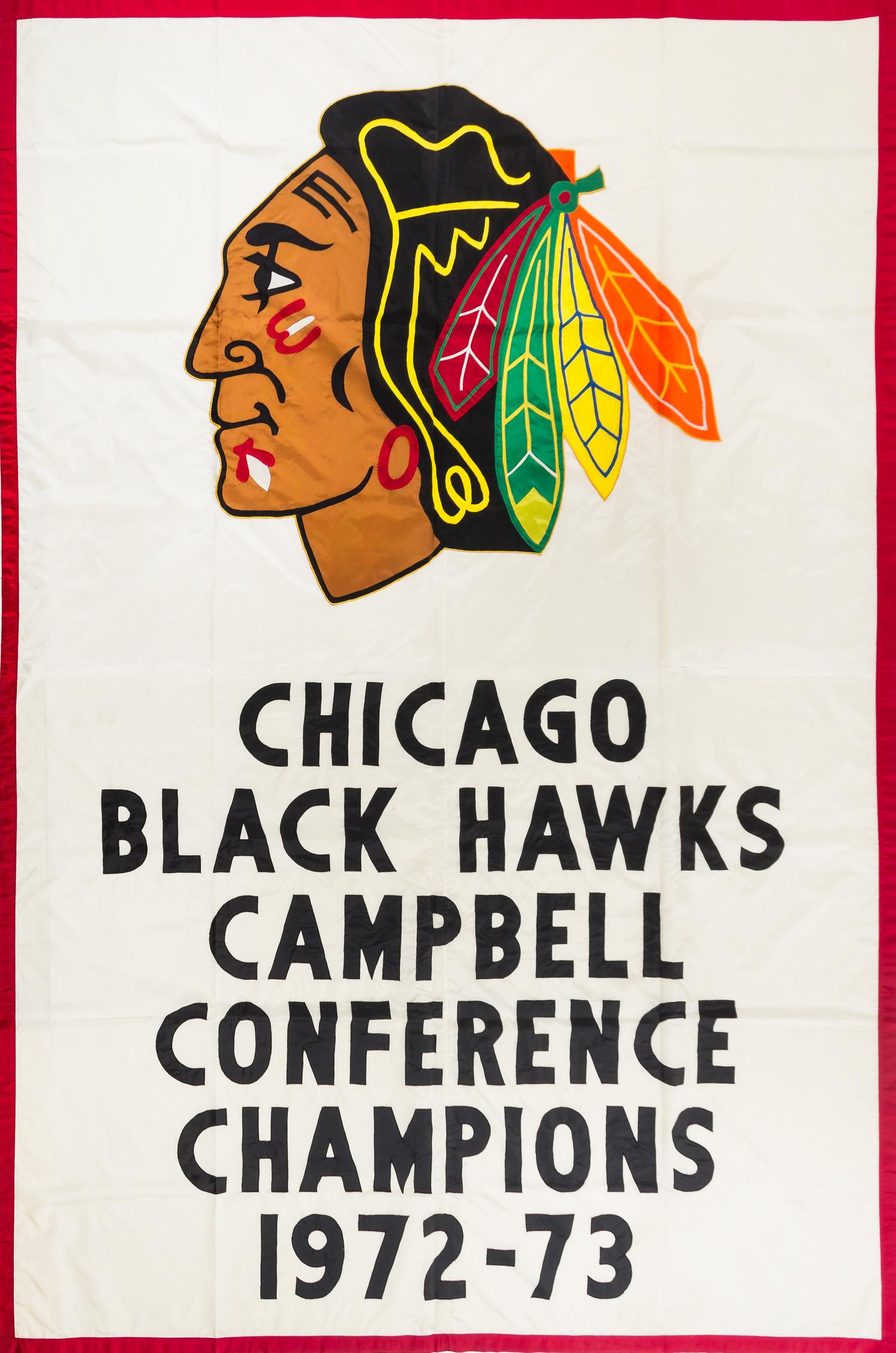 [CHICAGO BLACKHAWKS]. Stadium Banner. Campbell Conference Champions 1972-1973.