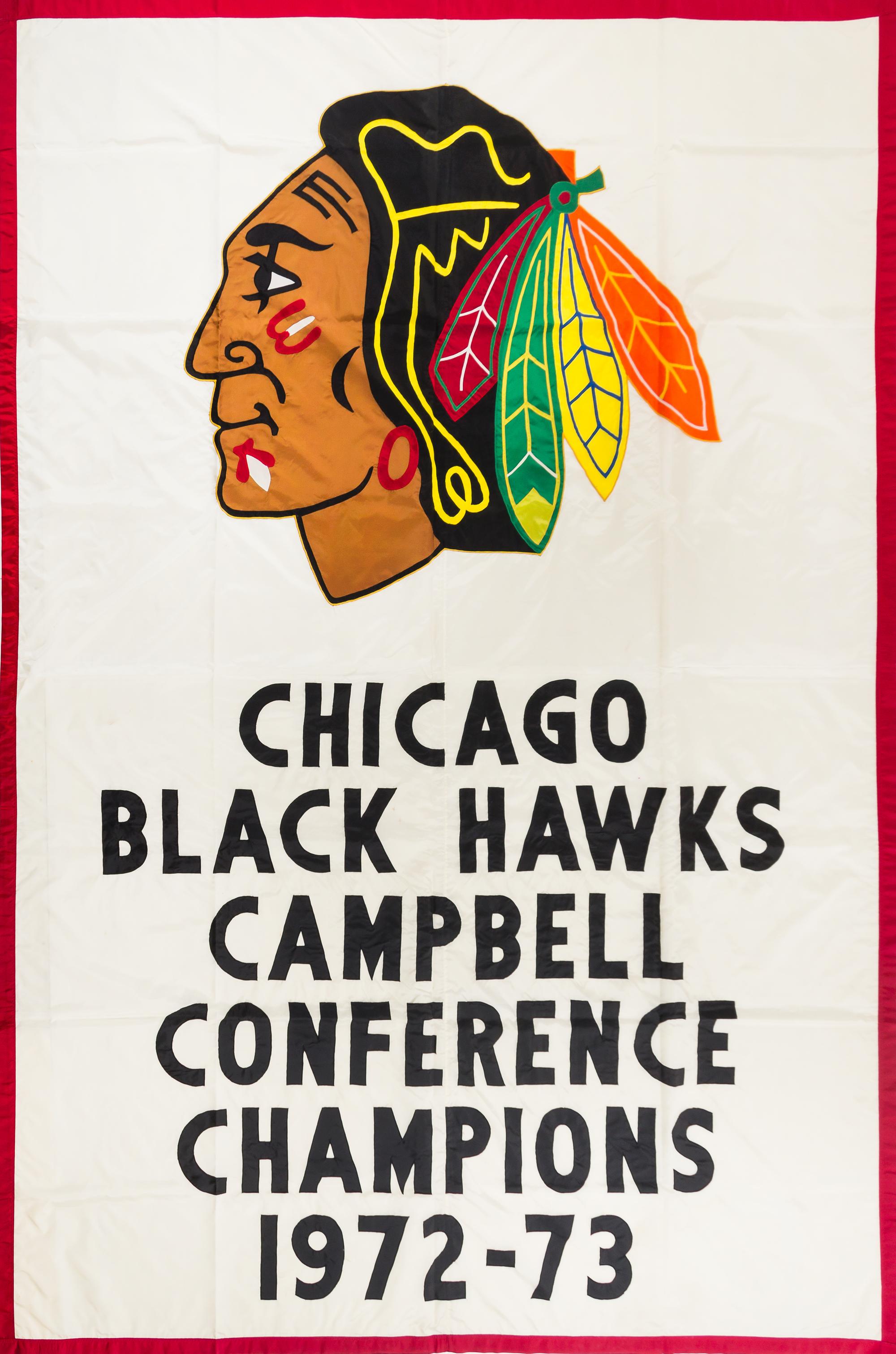 [CHICAGO BLACKHAWKS]. Stadium Banner. Campbell Conference Champions 1972-1973.