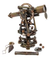 An English Brass Transit Theodolite Length of scope 14 inches. — TROUGHTON & SIMMS, LONDON, RETAILED BY GEORGE FINDLAY & CO. LTD., CAPE TOWN, 19TH CENTURY
