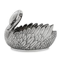 A Modern Fabergé Silver Swan Centerpiece