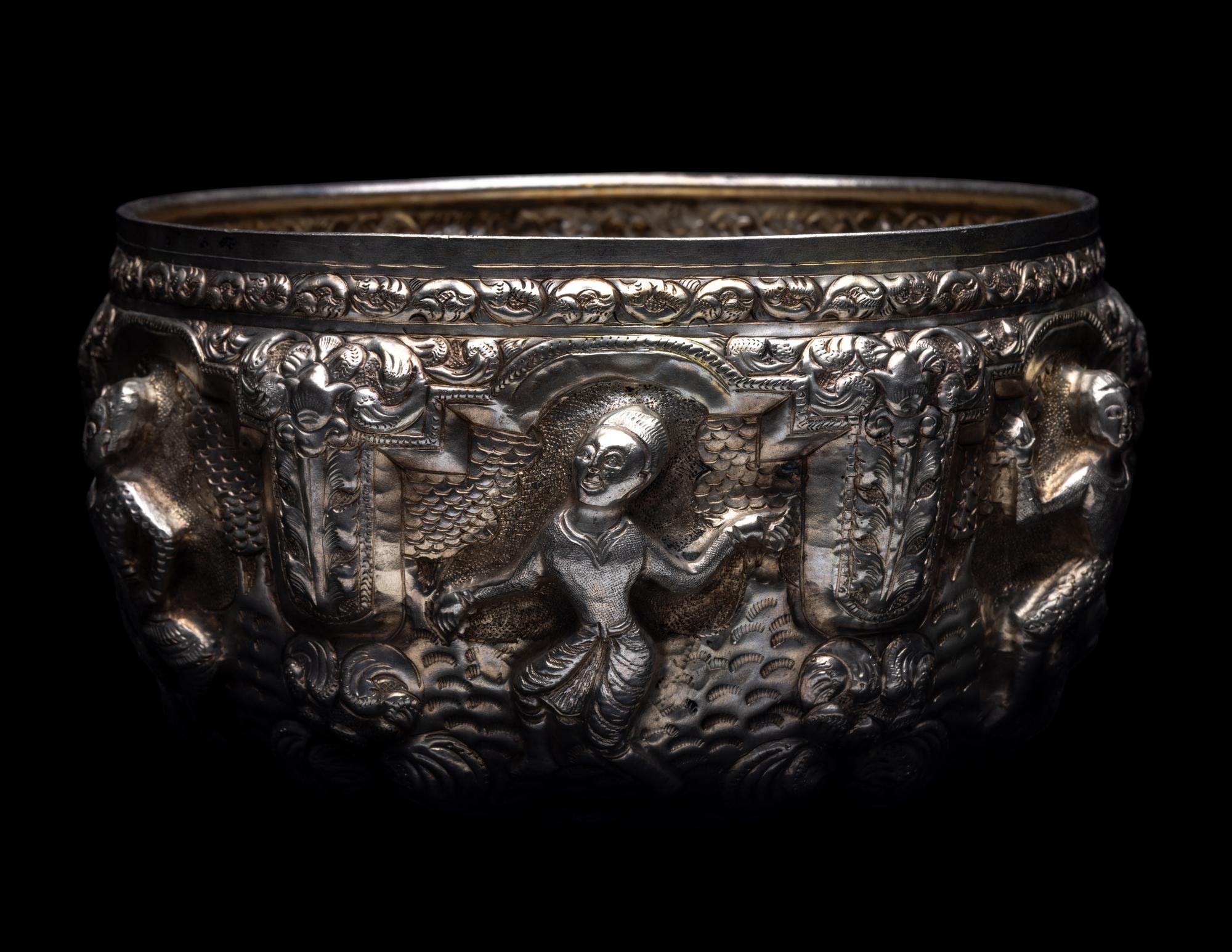 A Thai Repoussé Silver Bowl