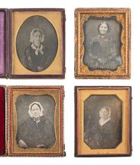 [EARLY PHOTOGRAPHY]. 12 quarter plate daguerreotypes of women wearing bonnets or hats.