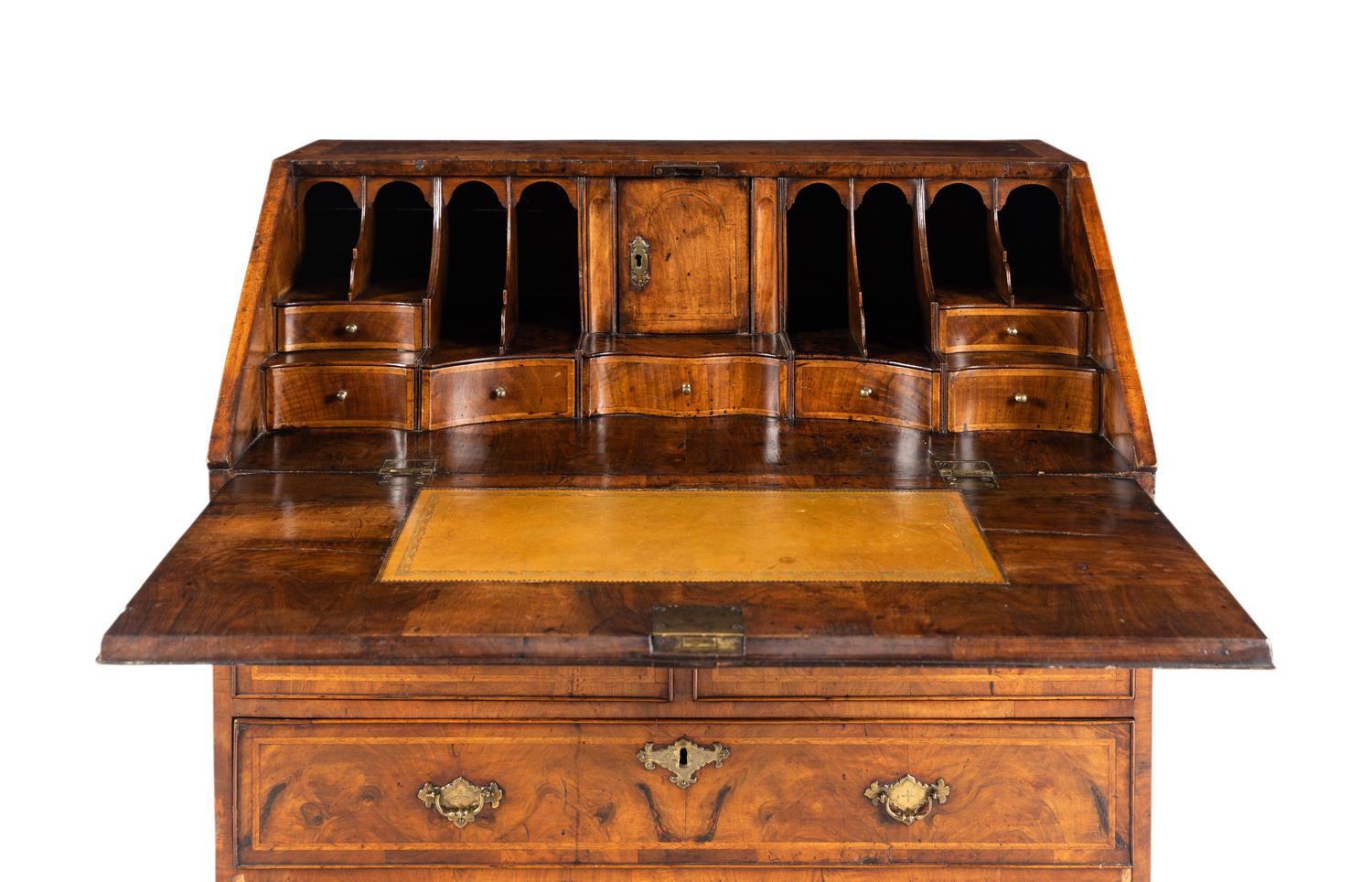 A George II Walnut Slant-Front Bureau