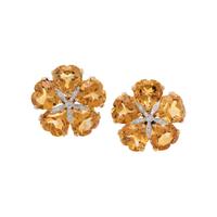 CITRINE AND DIAMOND FLOWER EARCLIPS