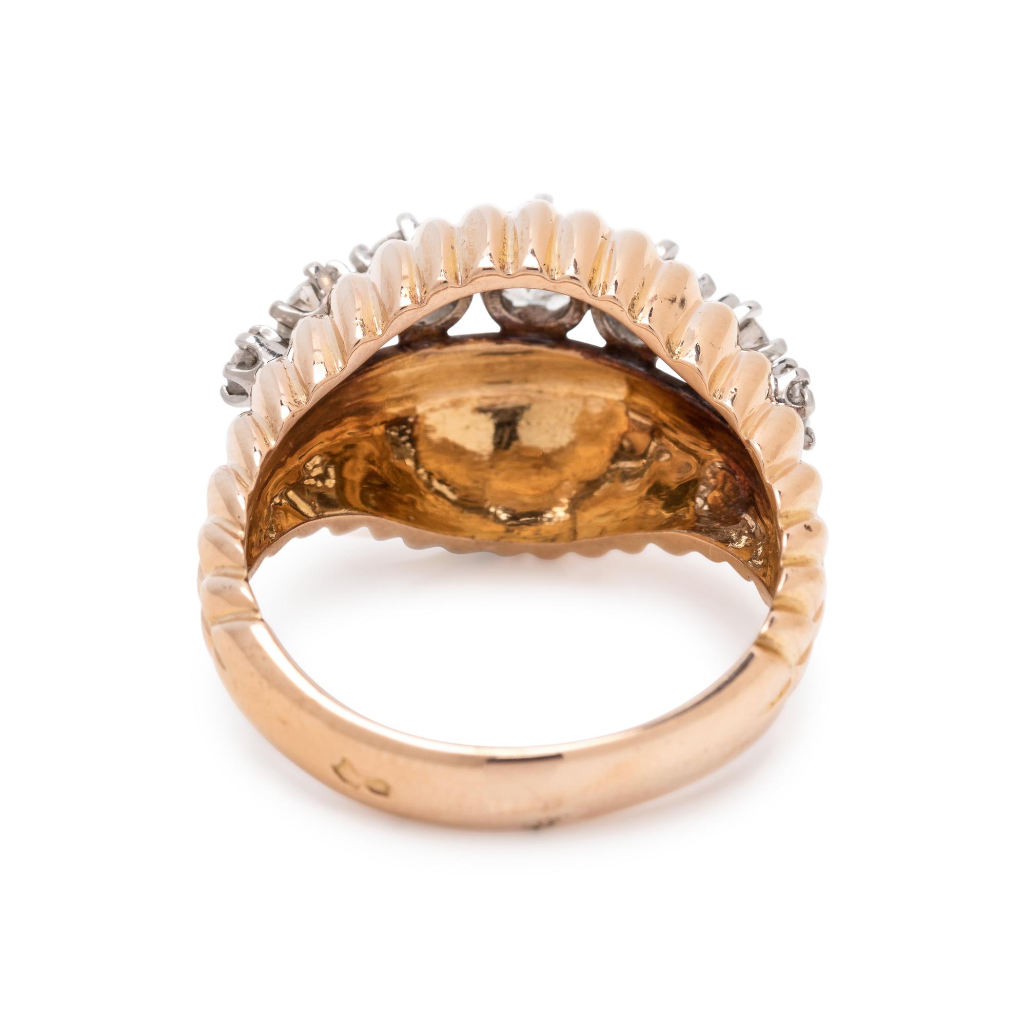 FRENCH, ROSE GOLD AND DIAMOND RING