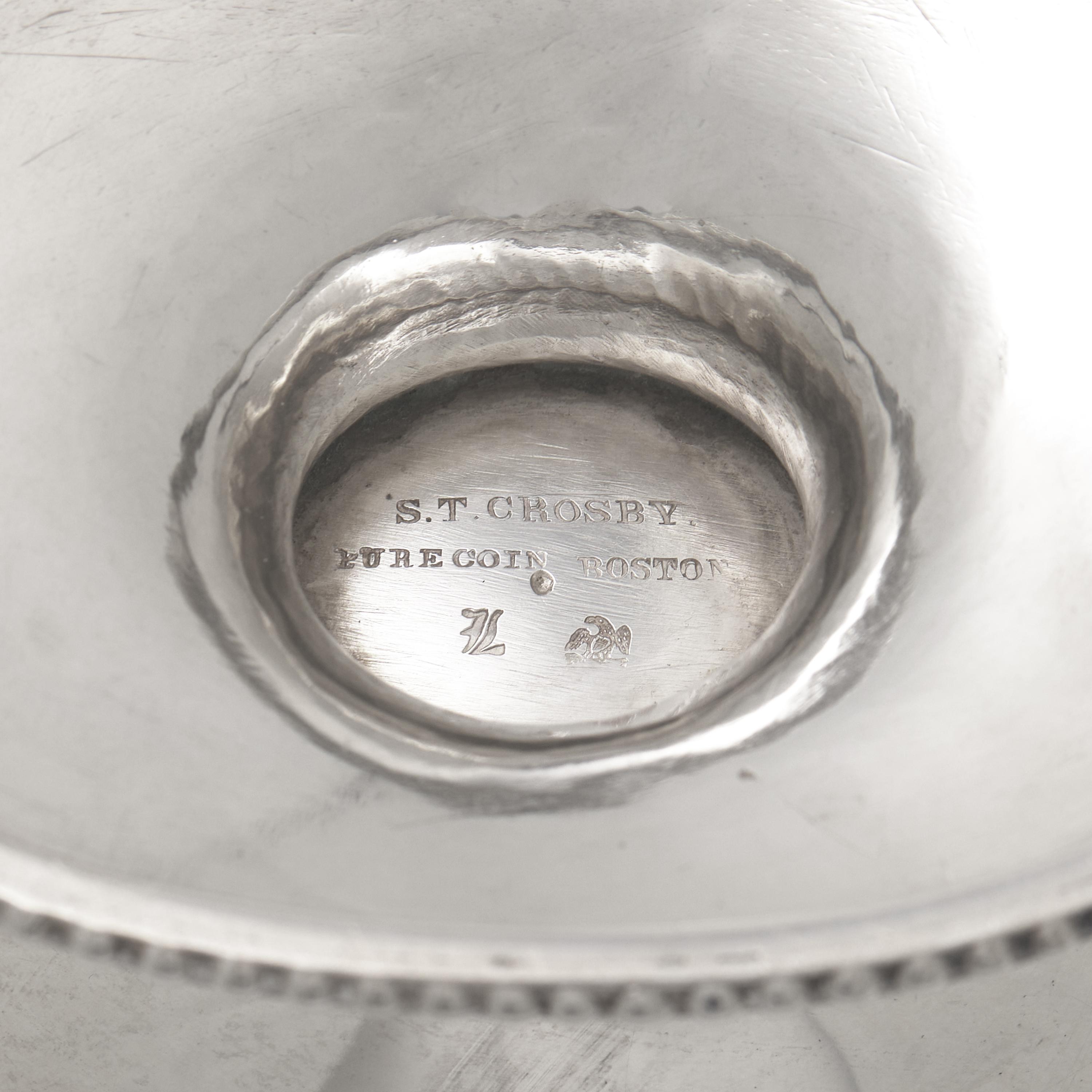 An Engraved and Pierced Coin Silver Glass-Lined Sugar Basket