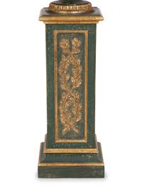 A Painted and Parcel Gilt Campagna-Form Urn on Pedestal