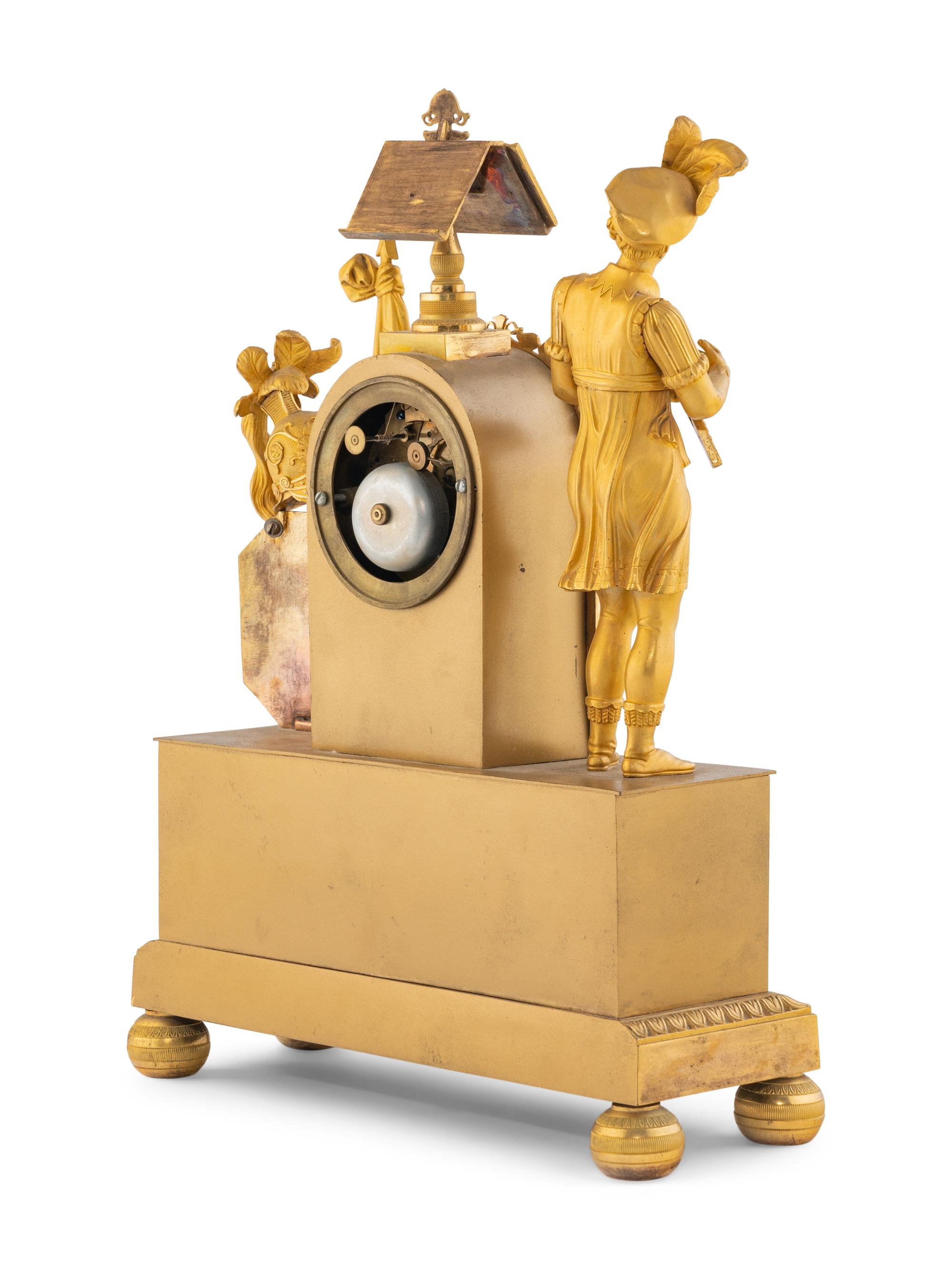 A Charles X Gilt Bronze Mantel Clock