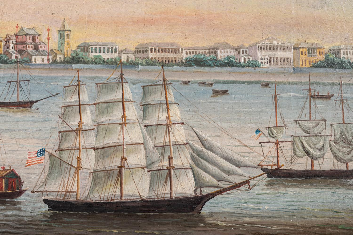 A Chinese Export Oil on Canvas Painting