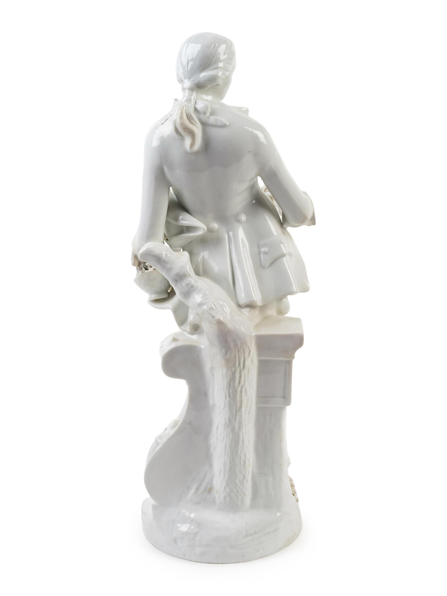 A German White Porcelain Figure of Gentleman Holding a Posey and Bouquet — 19TH CENTURY